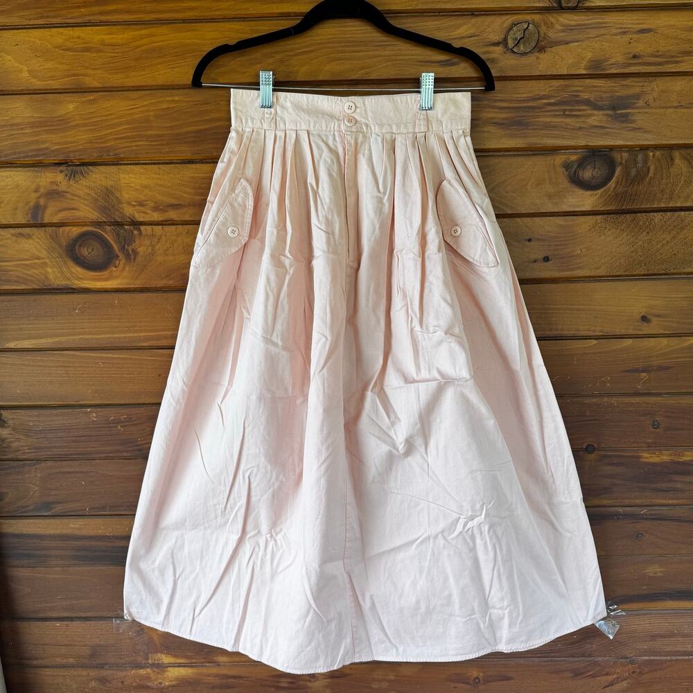 VINTAGE | Cambridge Dry Goods Blush Pink Cotton High Waist Midi Full Skirt 8
